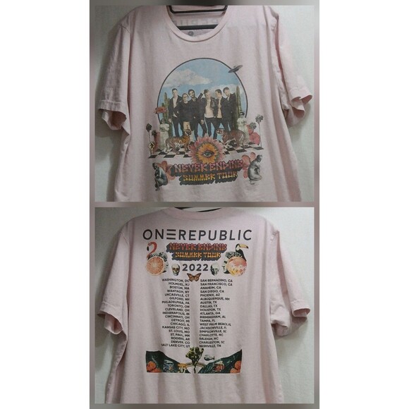 One Republic Never Ending Summer 2022 Tour Pink Double Sided Graphic T-Shirt XL - Picture 1 of 6